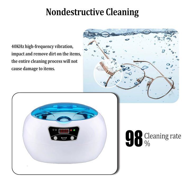 Decopine Nettoyeur Ultrasonique 600ml – Nettoyage en Profondeur pour Lunettes, Bijoux, Montres – Image 3