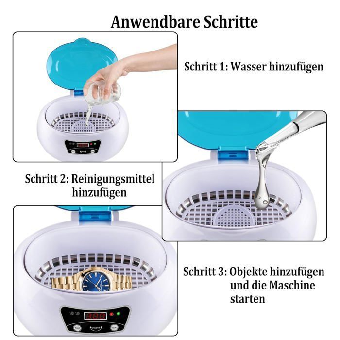 Decopine Nettoyeur Ultrasonique 600ml – Nettoyage en Profondeur pour Lunettes, Bijoux, Montres – Image 6