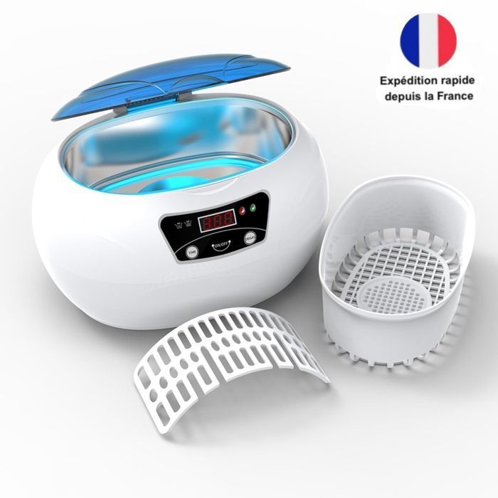 Decopine Nettoyeur Ultrasonique 600ml – Nettoyage en Profondeur pour Lunettes, Bijoux, Montres