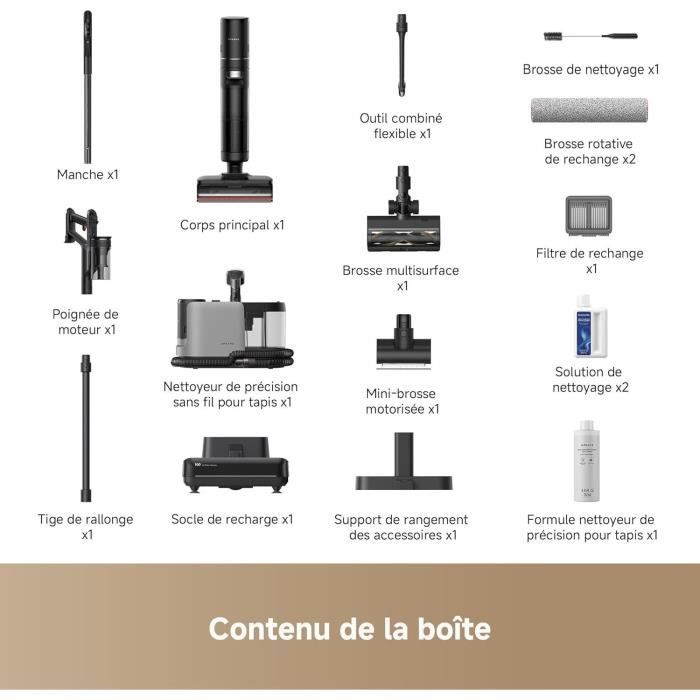DREAME H15 Mix Aspirateur Laveur 7-en-1 - Bras robotique IA - Nettoyage des Bords Triple - 23 kPa - Lavage Brosse à l'eau à 100 °C – Image 9