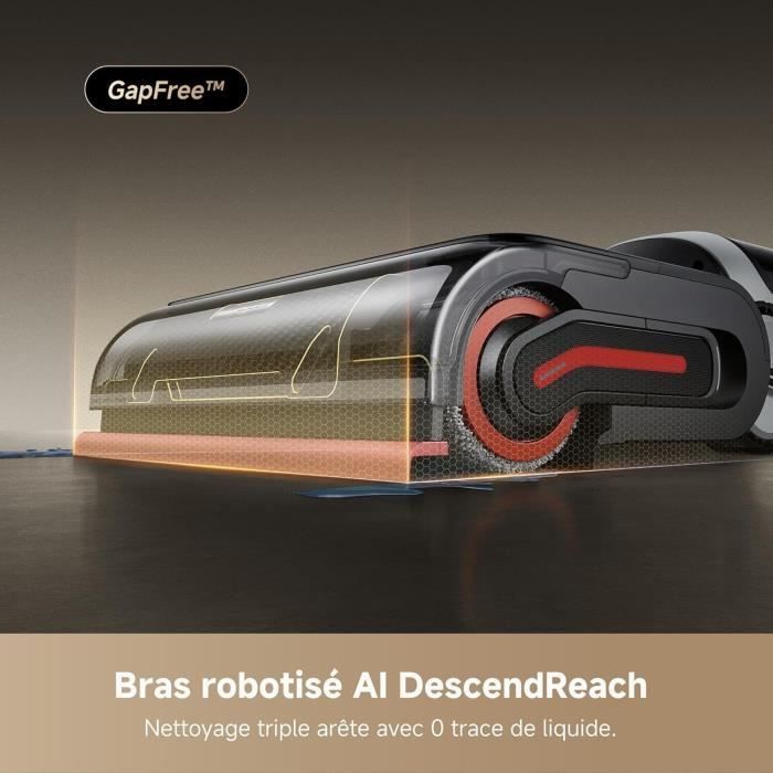 DREAME H15 Pro Heat Aspirateur Laveur - Nettoyage des sols à 85 °C - Bras robotisé IA GapFree - Capteur RVB intelligent - 22 kPa – Image 4