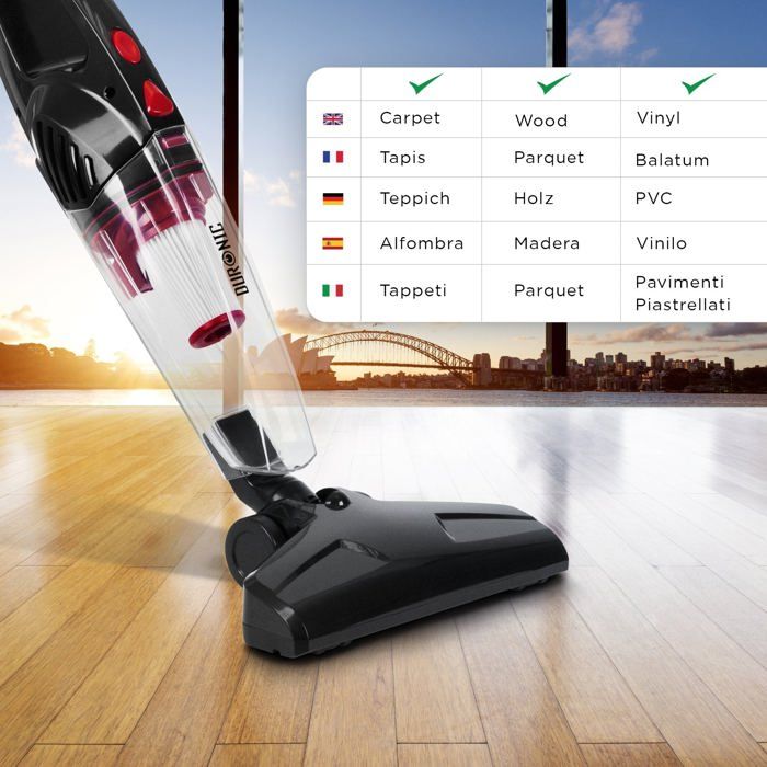 Duronic VC8 BK Aspirateur Balai et à Main sans Sac Classe A + tête suceuse/Flexible/Brosse - Se converti en Quelques Secondes ! – Image 2