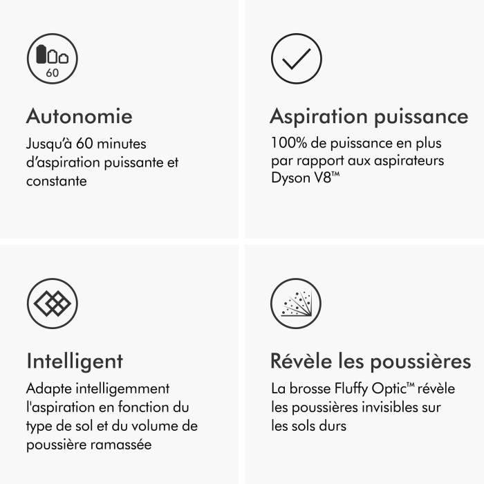 DYSON V15 Detect Absolute - Aspirateur Balai - Puissance 240 AW - Autonomie jusqu'à 60 min - Brosse avec lumière intégrée – Image 5