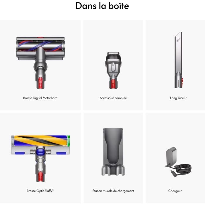 DYSON V15 Detect Absolute - Aspirateur Balai - Puissance 240 AW - Autonomie jusqu'à 60 min - Brosse avec lumière intégrée – Image 8