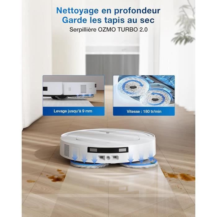 ECOVACS DEEBOT T50 OMNI - Aspirateur Robot Laveur avec Station - 15000Pa - Brosse latérale et serpillière Extensibles - ZeroTangle – Image 8