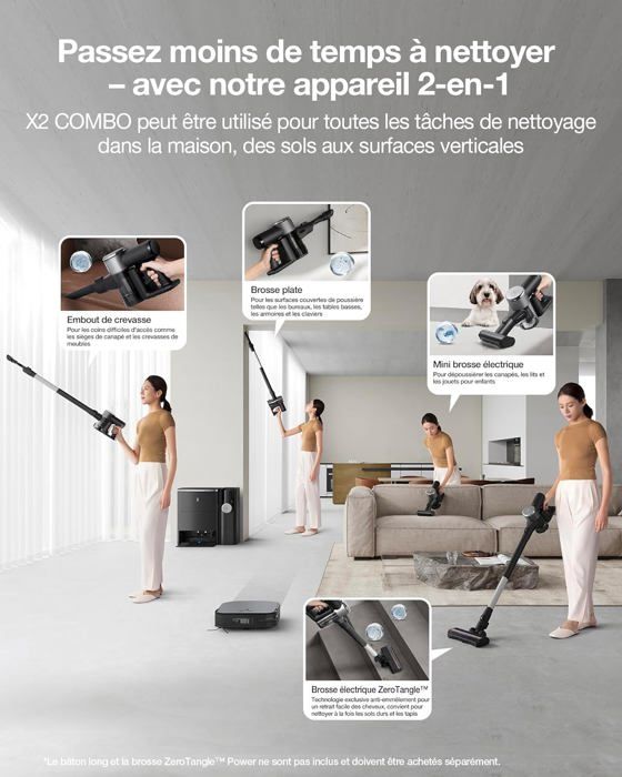 ECOVACS DEEBOT X2 COMBO - Robot Aspirateur Laveur avec Aspirateur à Main - 8700Pa - Vidage Automatique Double – Image 2