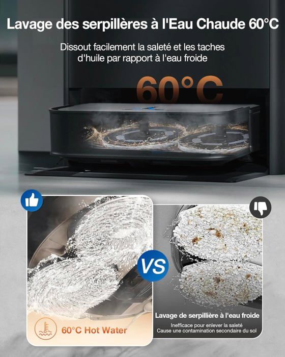 ECOVACS DEEBOT X2 COMBO - Robot Aspirateur Laveur avec Aspirateur à Main - 8700Pa - Vidage Automatique Double – Image 4