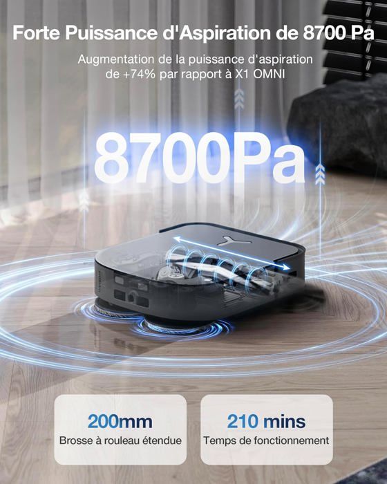 ECOVACS DEEBOT X2 COMBO - Robot Aspirateur Laveur avec Aspirateur à Main - 8700Pa - Vidage Automatique Double – Image 5