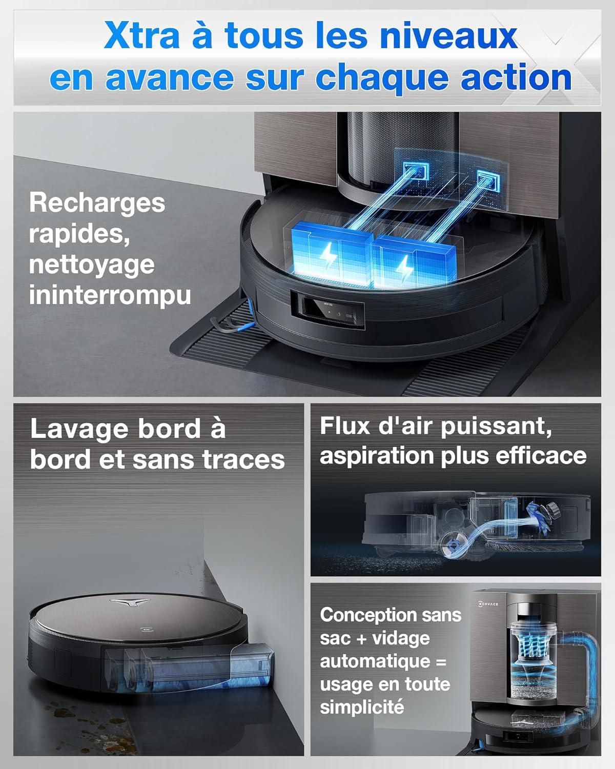 ECOVACS X11 OMNICYCLONE Aspirateur Robot, Robot Aspirateur Laveur avec BLAST et Puissance 19500 Pa, PowerBoost Ultra-rapide – Image 2
