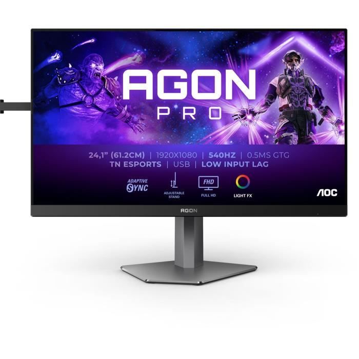 Ecran PC Gamer - AOC - 24,1" - FHD - 540Hz - Dalle TN eSpor - 0,5ms - Ajustable en hauteur - AG246FK