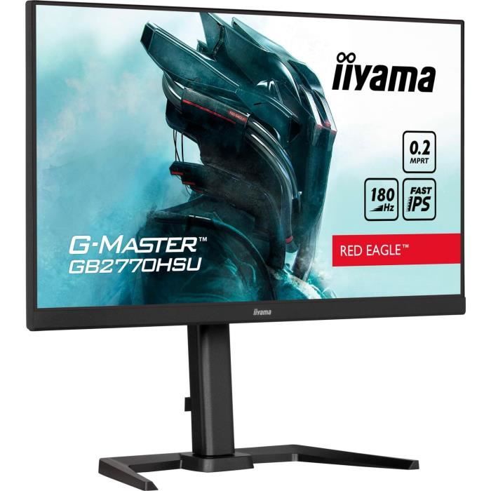 Ecran PC Gamer - IIYAMA - 27" - FHD - 180Hz - Dalle Fast IPS - 0,2ms - Ajustable en hauteur - GB2770HSU-B6
