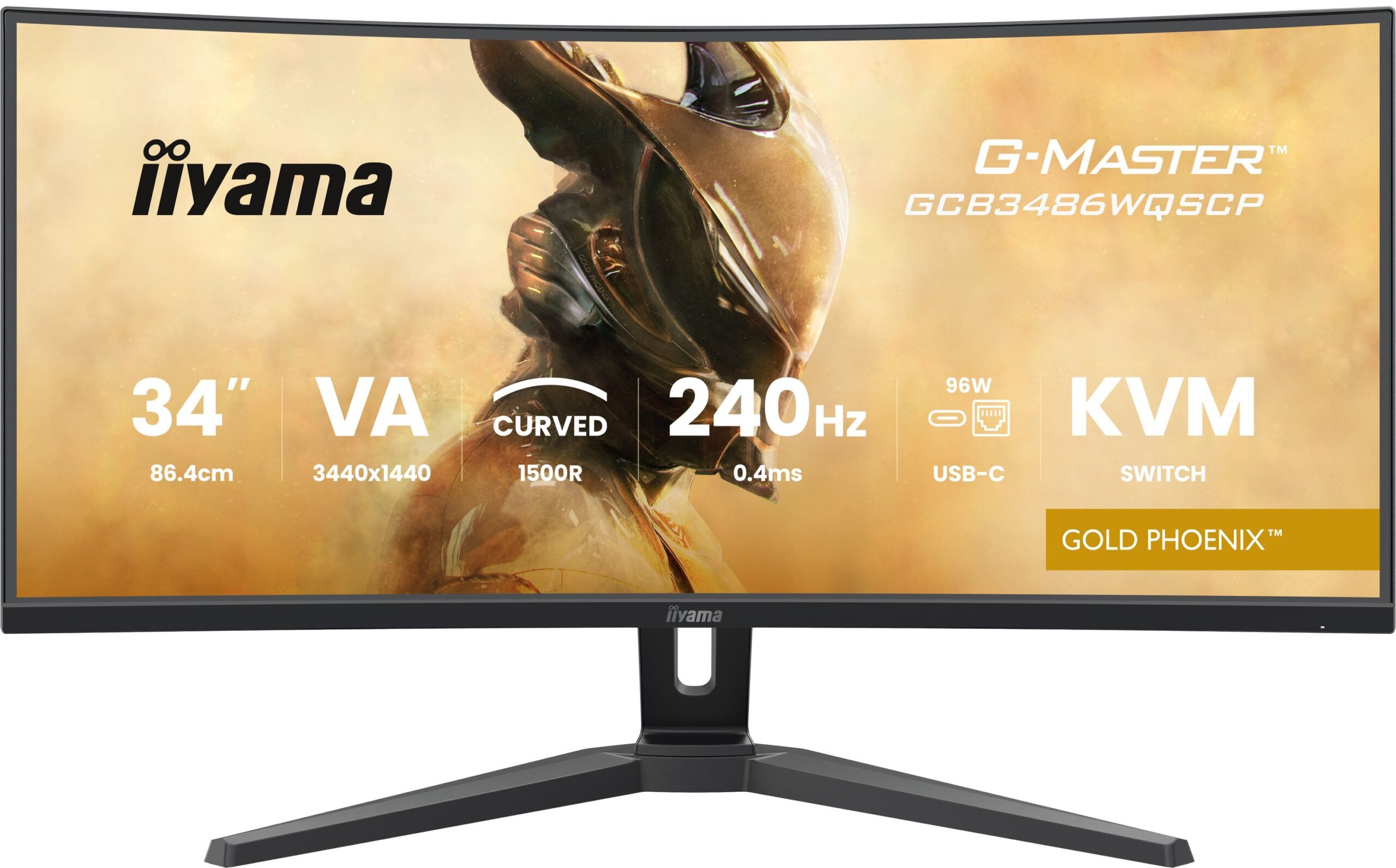Ecran PC Gamer incurvé - IIYAMA - 34" - 240Hz - Dalle VA - 0.4ms - Réglable en hauteur - G-Master GOLD PHOENIX