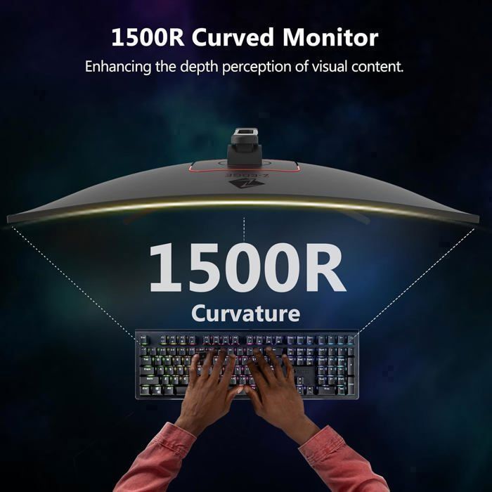Ecran Pc Gamer Z-Edge UG27F Incurvé 27'' 165 Hz, 1ms, FreeSync, FHD(1920x1080), 16:9, 1500R VA,2* HDMI2.0 & DP1.4 – Image 4
