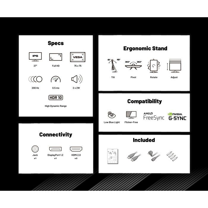 Ecran PC Gamer - JAPANNEXT - 27" - IPS - Full HD (1920x1080) - 200Hz - 0.5ms - JN-I270FHD200F-HSP – Image 4