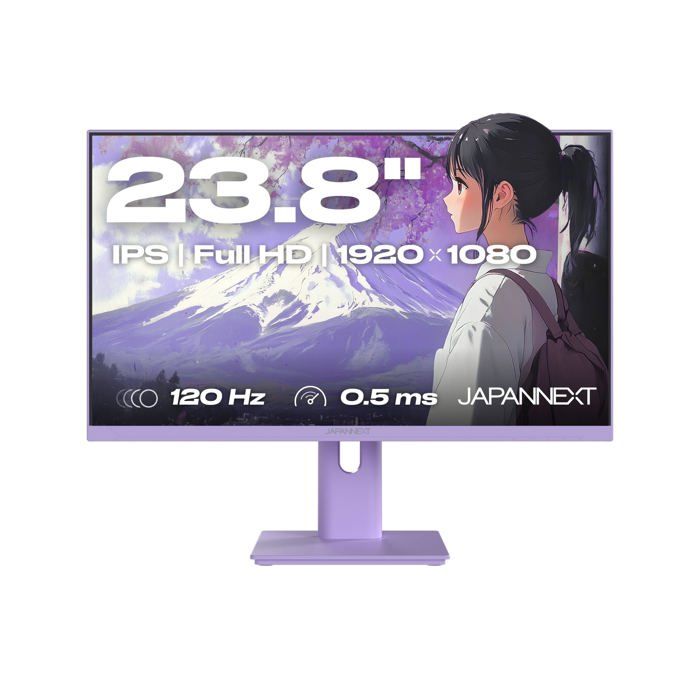 Ecran PC Gamer - JAPANNEXT - 23.8" - IPS - Full HD (1920x1080) - 120Hz - 0.5ms - Violet Pastel - JN-IPS238G120F-HSP-PP