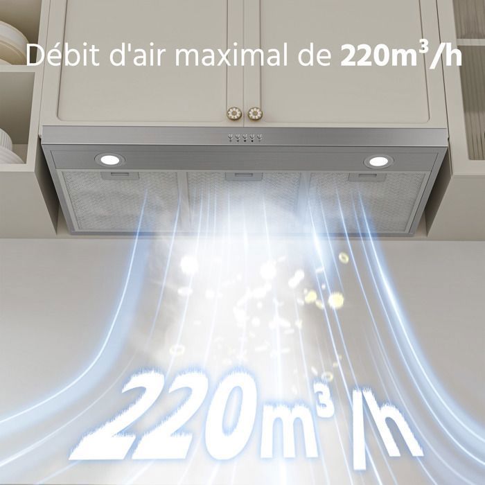 FIREGAS Hotte Aspirante 90cm-sous comptoir-recirculation et évacuation-CC130 Filtre à charbon -3 vitesses-Inox-Classe énergétique A – Image 4