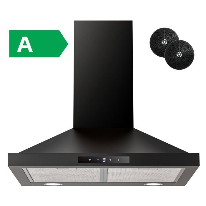FIREGAS hotte aspirante 60 cm,3 vitesses, recirculation 335 m³/h-Efficacité énergétique A-Noir