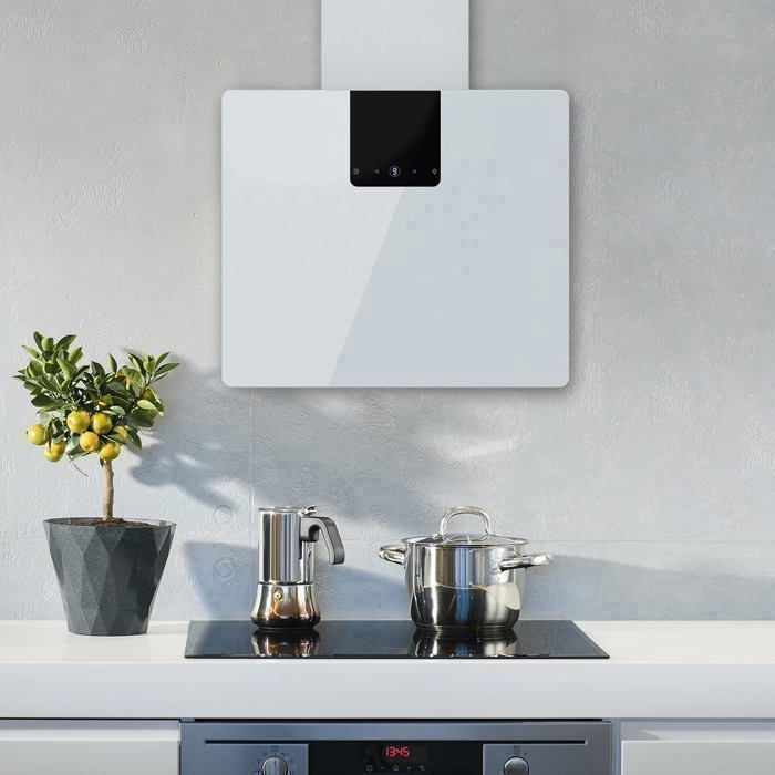 FIREGAS Hotte aspirante 60cm,Moteur Brushless,Économie d'énergie,9 Vitesses,550 m³/h,Blanc,Classe énergétique A+ – Image 6