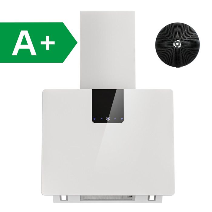 FIREGAS Hotte aspirante 60cm,Moteur Brushless,Économie d'énergie,9 Vitesses,550 m³/h,Blanc,Classe énergétique A+