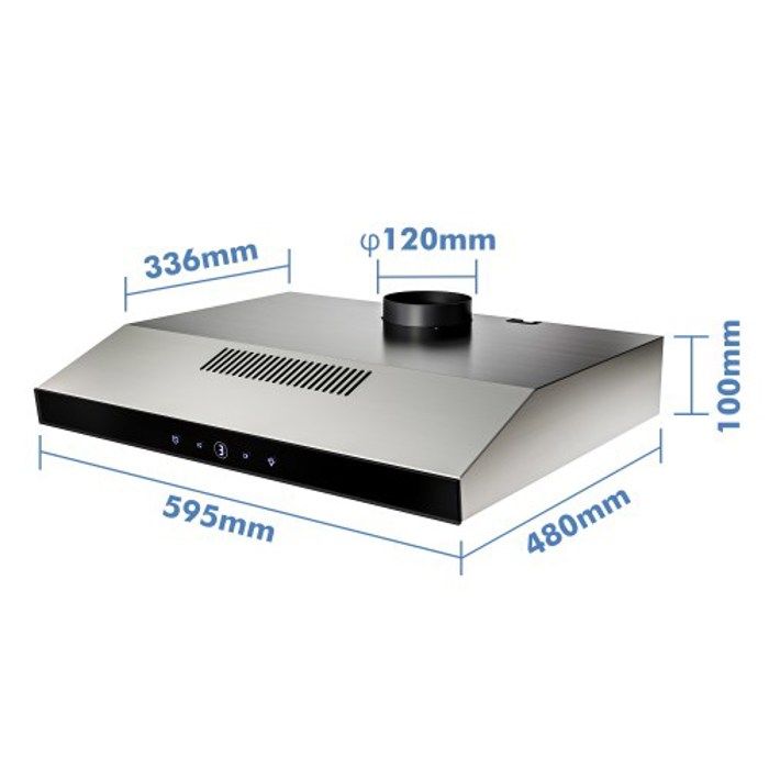 FIREGAS hotte aspirante sous armoire 60cm, évacuation et recirculation avec filtre CC130, commande par écran tactile – Image 2