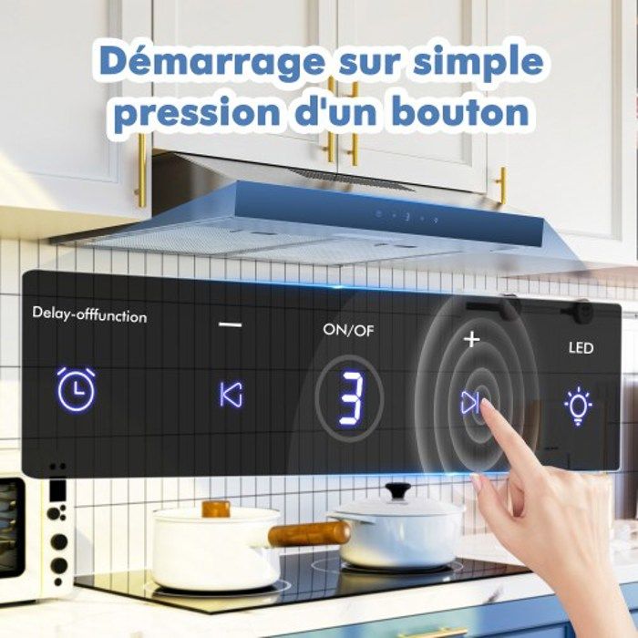 FIREGAS hotte aspirante sous armoire 60cm, évacuation et recirculation avec filtre CC130, commande par écran tactile – Image 3