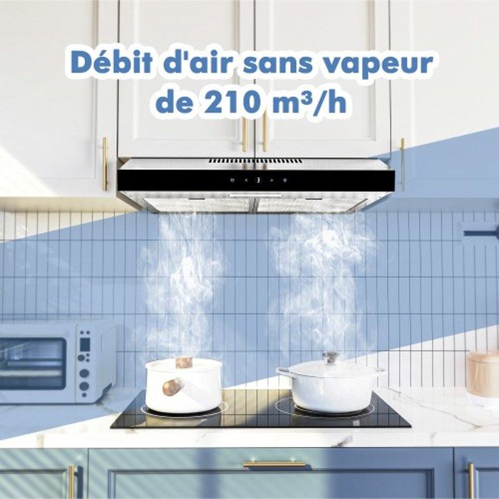 FIREGAS hotte aspirante sous armoire 60cm, évacuation et recirculation avec filtre CC130, commande par écran tactile – Image 4