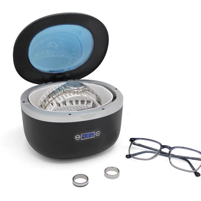 FISHTEC - Nettoyeur Ultrasons XL - Capacité 750 ml - Ecran digital - Minuterie 5 cycles - Nettoyage montre lunette bijoux bagues