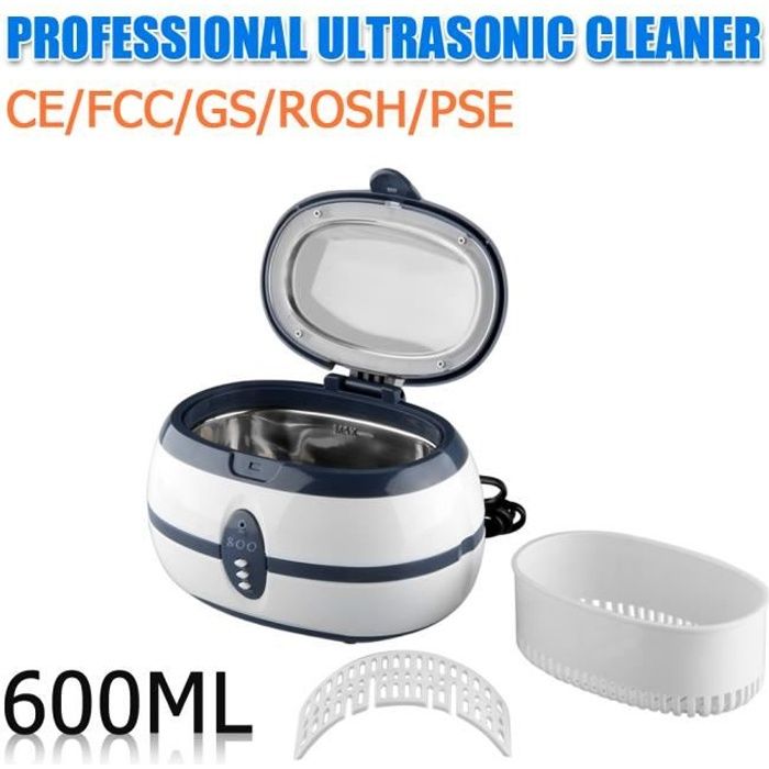 FLOUREON 600ml Appareil Nettoyeur à Ultrasons de Bijoux Réservoir Automatique pour Lunettes Bagues Colliers Dentures Montres