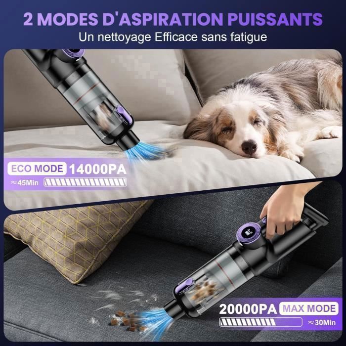 FOSMET Aspirateur à Main Sans Fil, 20000Pa Brushless Aspirateur Voiture avec Affichage LED, pour Voiture-Maison-Bureau-Animal – Image 2