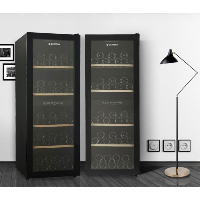 GEDTECH Cave à vin de vieillissement GWC86 - Pose libre - 86 bouteilles - Double zone - Etagères bois - No Frost - Noir – Image 3