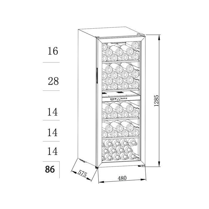 GEDTECH Cave à vin de vieillissement GWC86 - Pose libre - 86 bouteilles - Double zone - Etagères bois - No Frost - Noir – Image 5