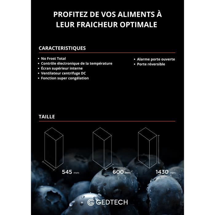 GEDTECH Conglateur armoire 179L GCO179NFWH - No Frost - Blanc – Image 4