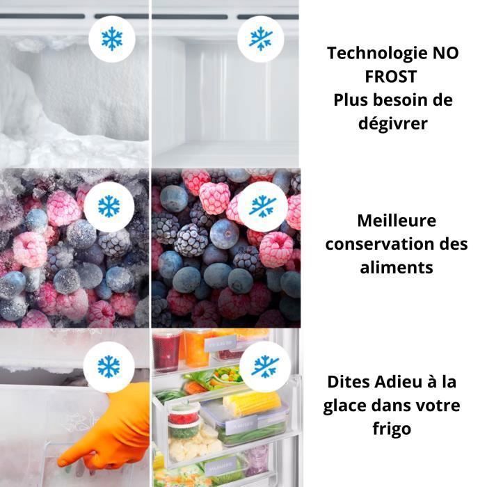 GEDTECH Réfrigérateur combiné GCB253NFIX conglateur bas 253L ( 182L 71L ) - Distributeur d'eau - No Frost - Inox – Image 3