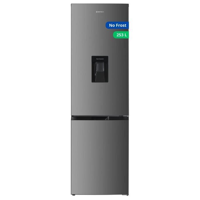GEDTECH Réfrigérateur combiné GCB253NFIX conglateur bas 253L ( 182L 71L ) - Distributeur d'eau - No Frost - Inox