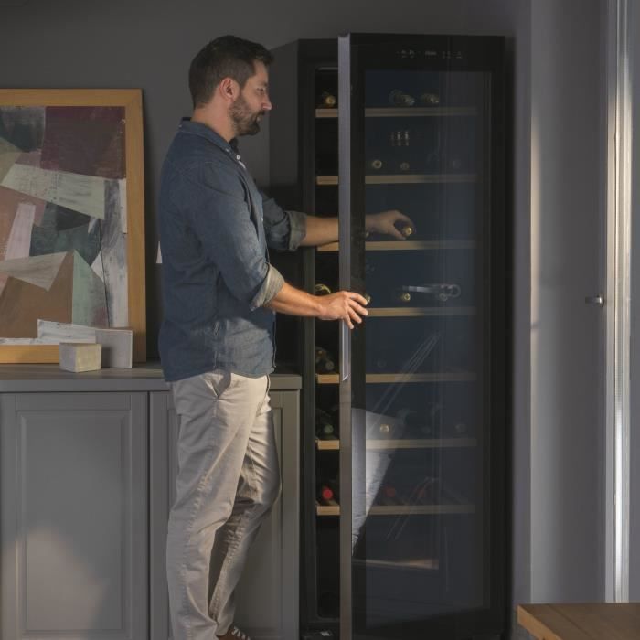 HAIER HWS188GAE - Cave à vin de vieillissement - Pose libre - 188 bouteilles - Mono zone - H185 x L59,5 cm - Noir – Image 6