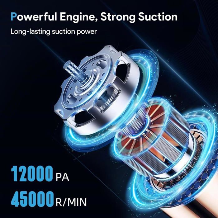 Handheld Cordless Vacuum Cleaner – Lightweight Car Vacuum Cleaner – with 12000pa Powerful Suction, Long Battery Life, Led Lights – Image 2