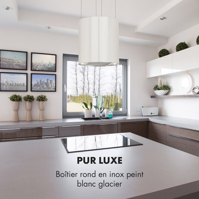 Hotte aspirante - Klarstein - hotte ilot 35 cm avec evacuation exterieure - 558m³/h 3 vitesses - hotte ilot central cuisine - blanc – Image 2