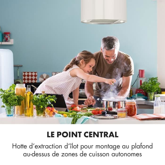 Hotte aspirante - Klarstein - hotte ilot 35 cm avec evacuation exterieure - 558m³/h 3 vitesses - hotte ilot central cuisine - blanc – Image 3