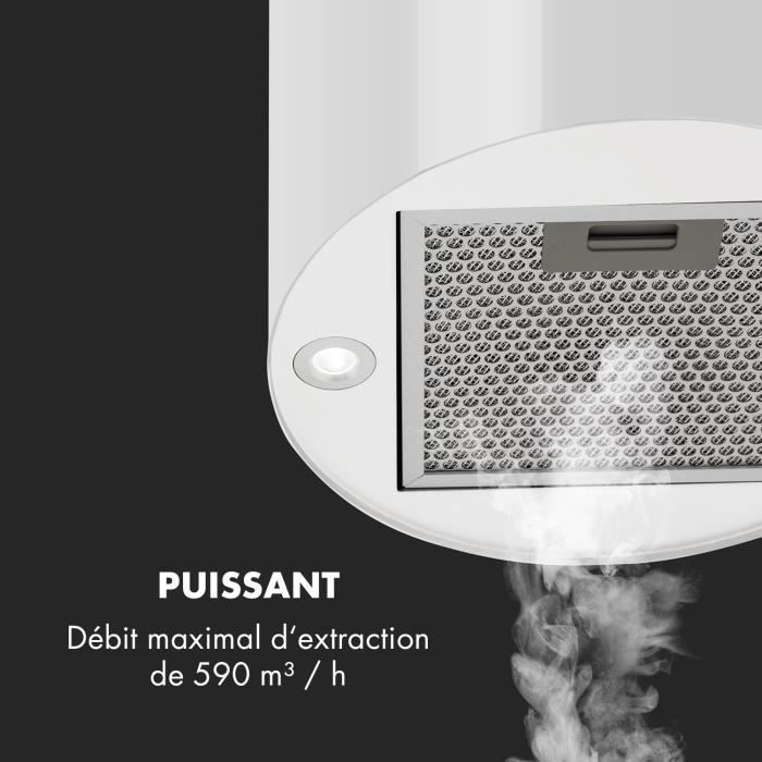 Hotte aspirante - Klarstein - hotte ilot 35 cm avec evacuation exterieure - 558m³/h 3 vitesses - hotte ilot central cuisine - blanc – Image 4