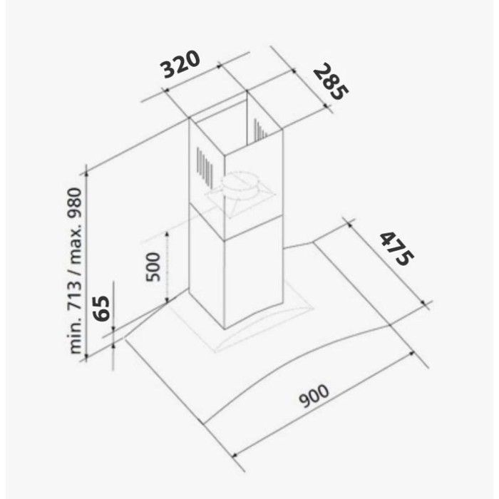 HOTTE DECORATIVE MURALE 90 CM - VERRE ET INOX - 559 m3 - 200W - 60dB – Image 6