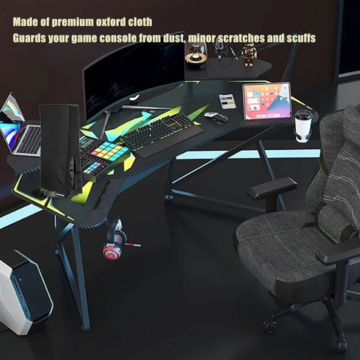 Housse console jeu PS5 tissu Oxford noir, protection poussière verticale 15.4x10.2x3.5 pouces salon – Image 2