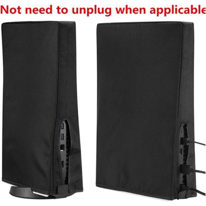 Housse console jeu PS5 tissu Oxford noir, protection poussière verticale 15.4x10.2x3.5 pouces salon – Image 4