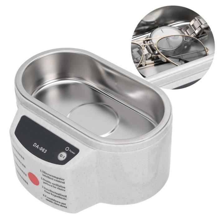 HURRISE Nettoyeur à ultrasons Machine de Nettoyage Ultrasonique de Prothèses Dentaires Mini Nettoyeur de Bijoux de Lunettes