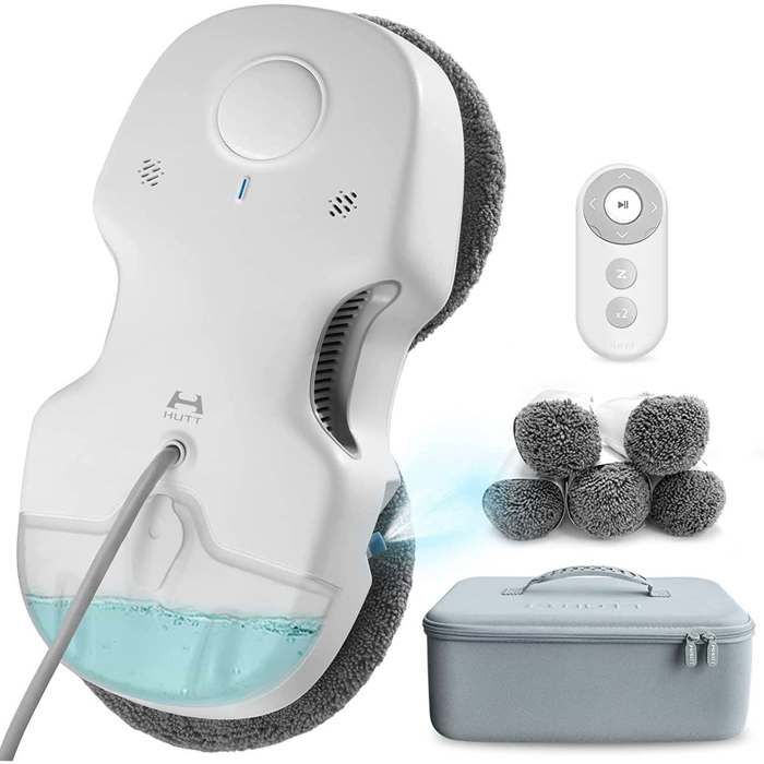 HUTT Robot nettoyeur de vitres C6 avec réservoir d'eau 80ML, robot nettoyeur de vitres 3800Pa , navigation intelligente, télécomm