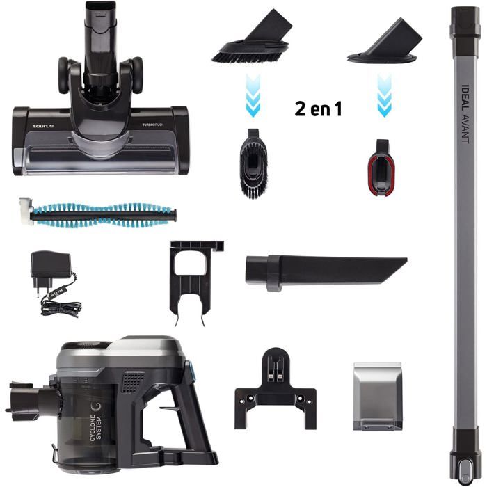 Ideal Avant - Aspirateur Balai Sans Fil 3 En 1,Autonomie 50 Min,29,6 V,2 Brosses,Charge Rapide,Filtre Hepa Gris – Image 4