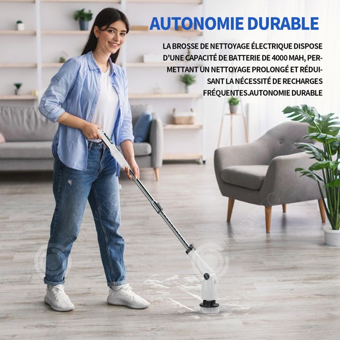 INN Balai électrique sans Fil avec 8 têtes de brosse remplaçables pour la salle de bain cuisine voiture carrelage – Image 2