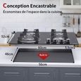 IsEasy Plaque Gaz 4 Feuxs Encastrable, Plaque de Cuisson Gaz 4 Feuxs Verre, Table Gaz L60 x P52 cm, Gaz Naturel/Propane (4 – Image 6
