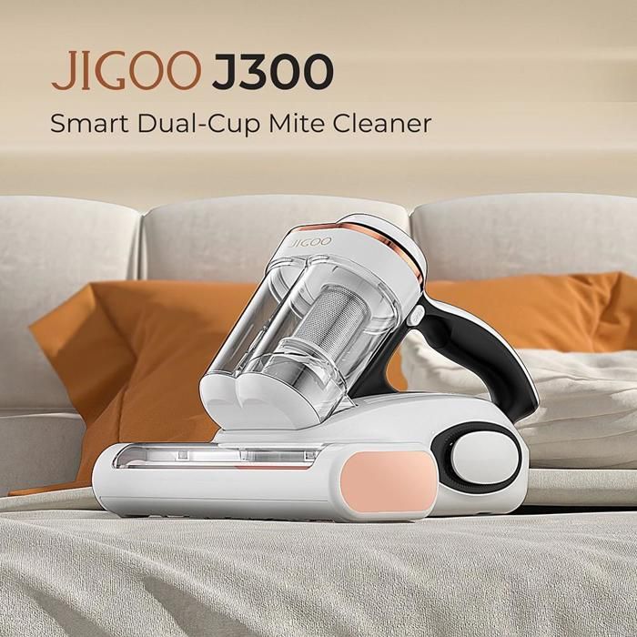 JIGOO J300 Double-Cup Smart Mite Cleaner avec aspiration 13KPa,brosse métallique, air chaud 55 ℃ – Image 3