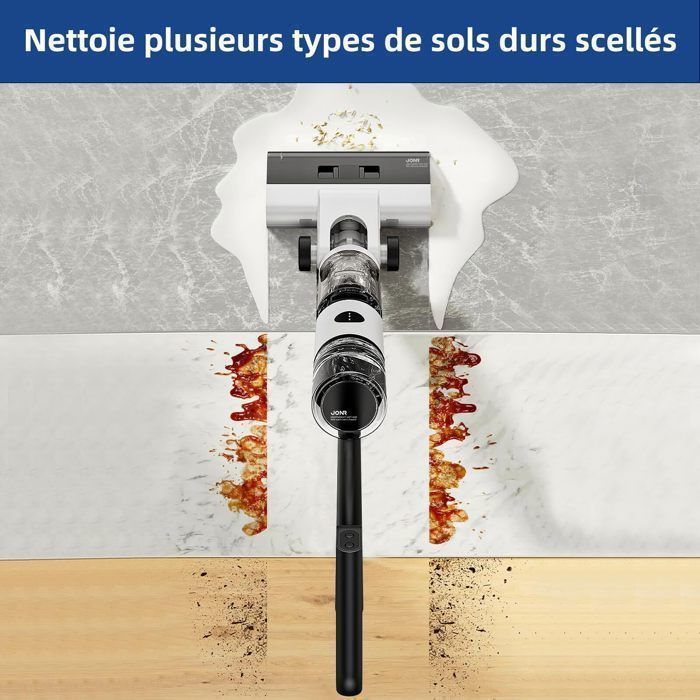 JONR ED12 Aspirateur Balai Laveur sans Fil 4 en 1,Brosse de nettoyage des bords 6mm, Autonettoyant, pour sols durs, Poils d’animaux – Image 5