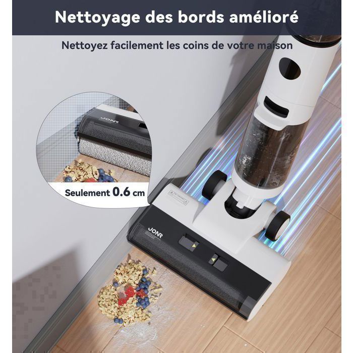 JONR ED12 Aspirateur Laveur Sans Fil 4 en 1,Aspirateur Eau et Poussière,Fonction d’Auto-Nettoyage,Bord-à-Bord (6 mm) – Image 3